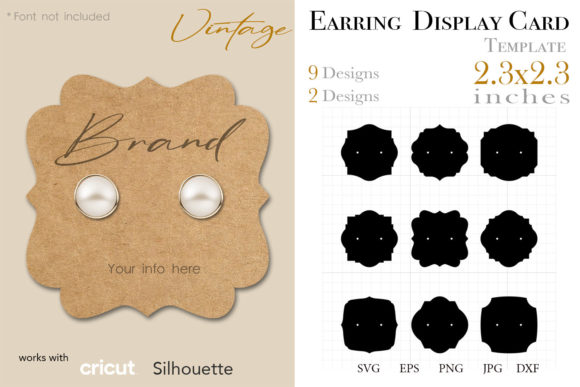 18 Vintage Earring Display Card: Graphics & Print Templates