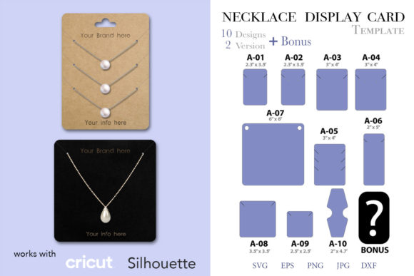 20 Necklace Display Card Templates: Graphics for Print