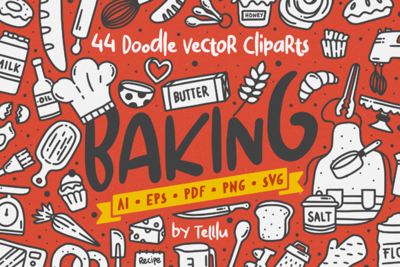 Baking Doodle Vector Clipart: Graphics & Illustrations
