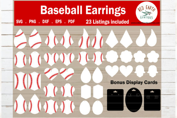 Baseball Faux Earrings Template: Graphics for Crafts