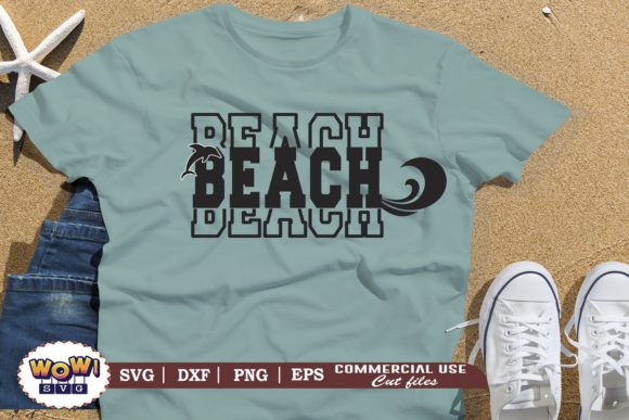 Beach Stacked Text SVG for Crafts and Graphics