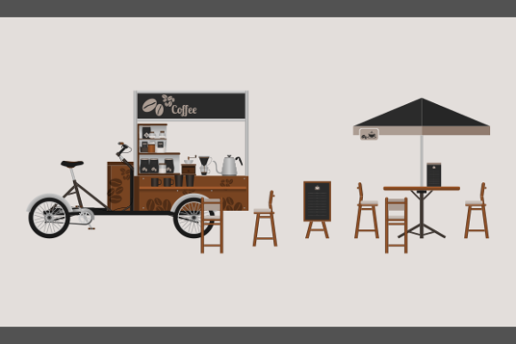 Coffee Stand Vector Illustration: Graphics & Illustrations