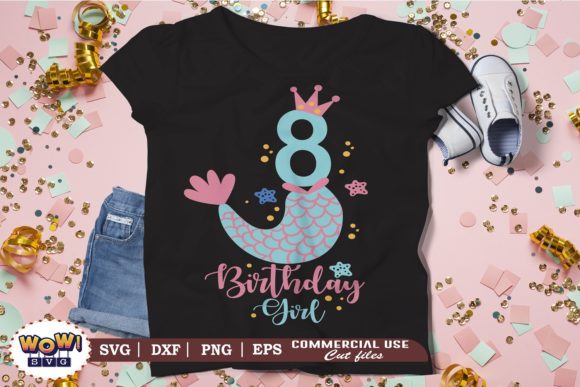 Eighth Birthday Girl SVG: 8th Birthday Graphics & Illustrations
