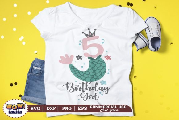 Fifth Birthday Girl SVG: Graphics for Illustrations