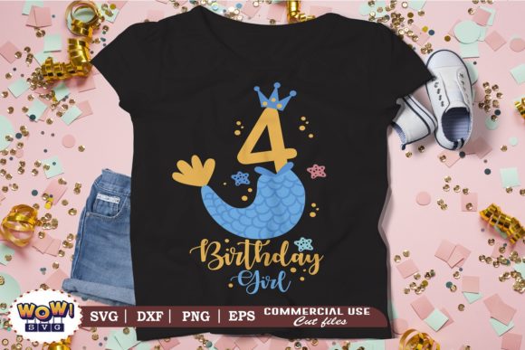 Fourth Birthday Girl SVG: Graphics & Illustrations